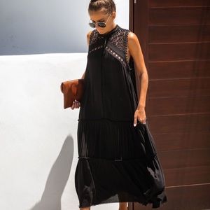 Vici | Black Bohemian Crochet Maxi Dress